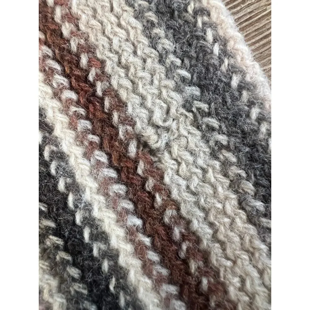 VTG William Brunton Hand Knits Scarf 100% Lambswool Made Scotland Striped Fringe